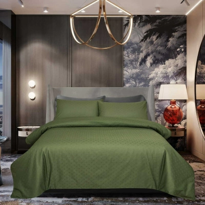 Комплект постельного белья евро Pappel Herringbone green