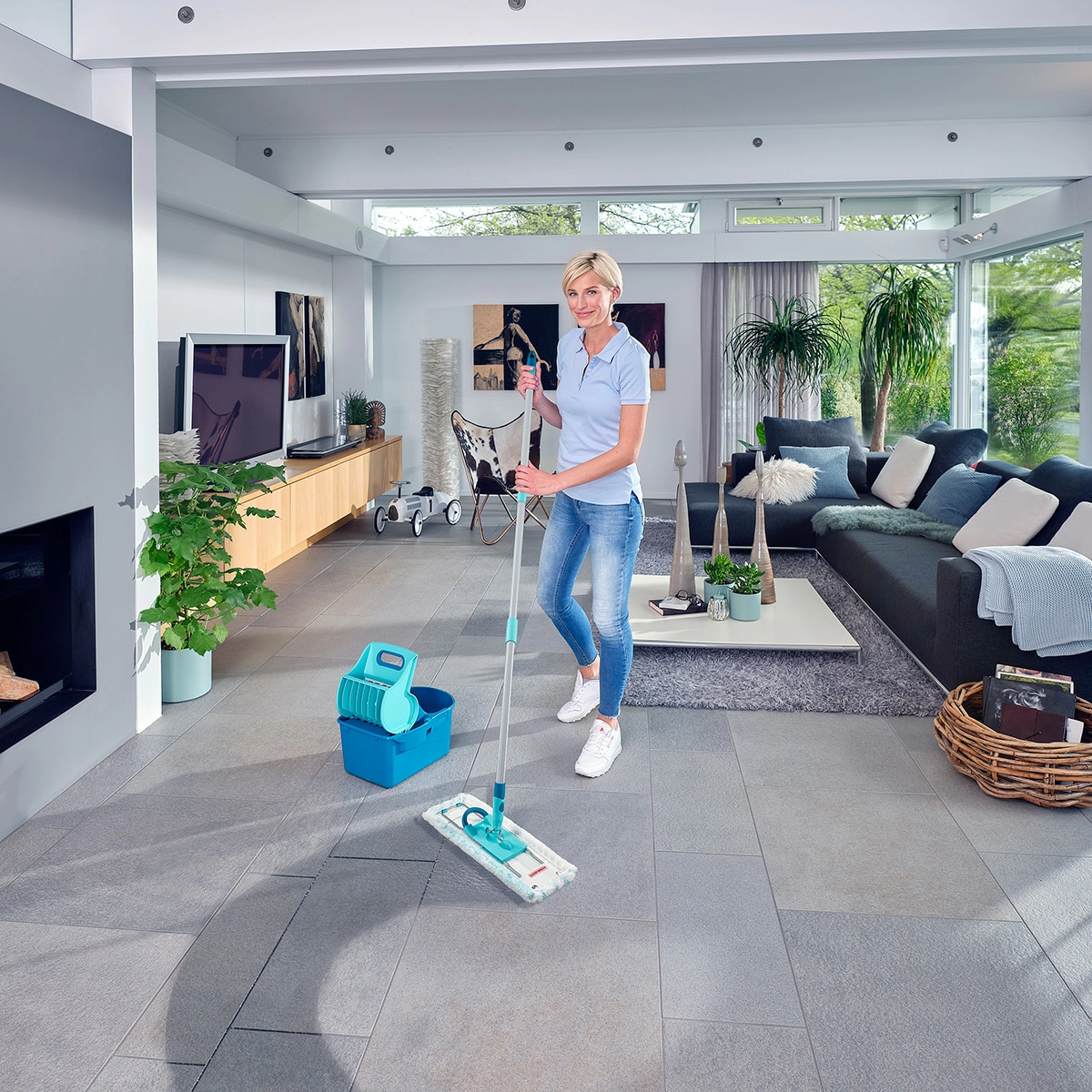 Набор для влажной уборки Leifheit Profi Compact: ведро с прессом для отжима и швабра фото 4